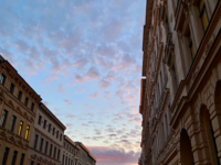 Foto: Teil des Sonnenuntergangs von meiner Straße im Paulusviertel mit Blick auf Ludwig-Wucherer-Straße.