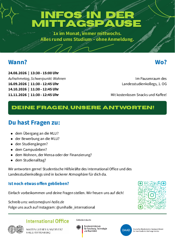 Infos in der Mittagspause am Mittwoch (IMM) Infos in der Mittagspause am Mittwoch (IMM)