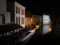 Zu sehen sind die Gondelboote bei Nacht. (Bild öffnet vergrößert)