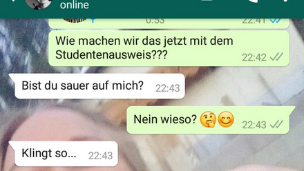 Screenshot eines Whatsapp-Verlaufs, der durch Missverständnisse durch fehlende Emojis geprägt ist